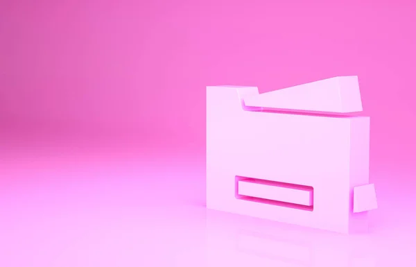 Pink Printer Icon Isolated Pink Background Minimalism Concept Illustration Render — Stock Photo, Image