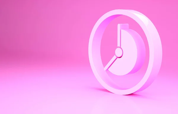 Różowy Zegar Ikona Izolowane Różowym Tle Symbol Czasu Koncepcja Minimalizmu — Zdjęcie stockowe