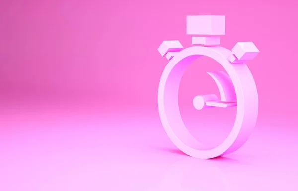 Icona Cronometro Rosa Isolata Sfondo Rosa Timer Temporale Segno Cronometro — Foto Stock