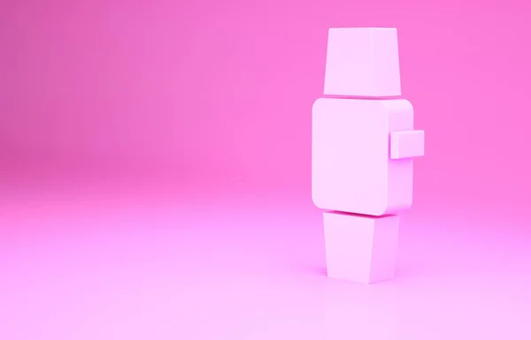ピンクの背景に隔離されたスマートウォッチアイコン 最小限の概念 3Dイラスト3Dレンダリング — ストック写真