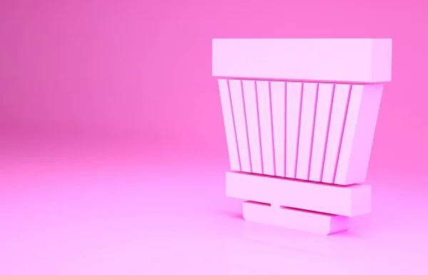 ピンクの背景に隔離された車のエアフィルターアイコン 自動車修理サービスのシンボル 最小限の概念 3Dイラスト3Dレンダリング — ストック写真