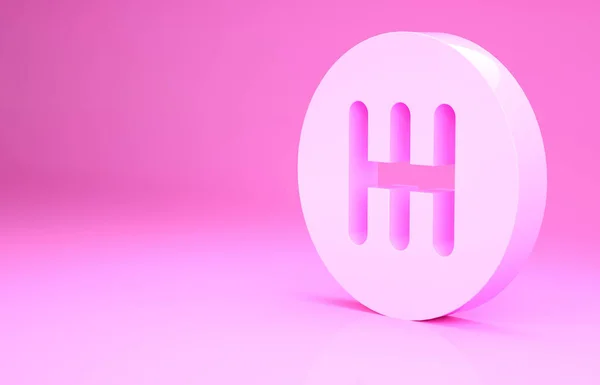 ピンクの背景に隔離されたピンクのギアシフターアイコン 送信アイコン 最小限の概念 3Dイラスト3Dレンダリング — ストック写真