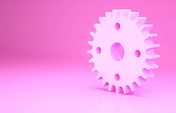 ピンクの背景に隔離されたピンクのギアアイコン 歯車の設定記号 コグのシンボル 最小限の概念 3Dイラスト3Dレンダリング — ストック写真