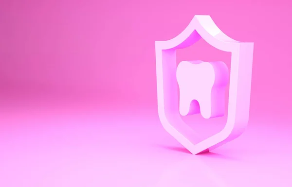 Roze Tandheelkundige Bescherming Pictogram Geïsoleerd Roze Achtergrond Tand Schild Logo — Stockfoto