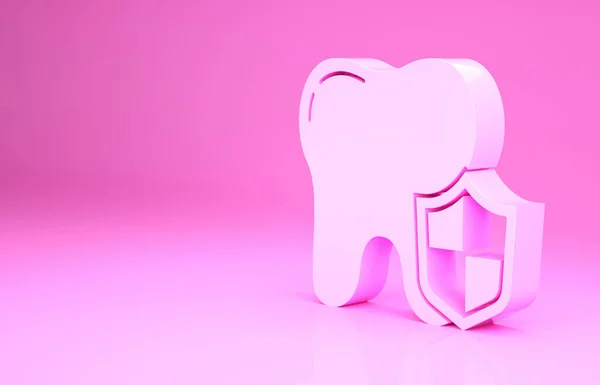 Icône Protection Dentaire Rose Isolée Sur Fond Rose Dent Sur — Photo