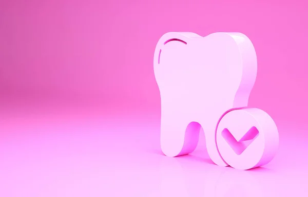 Pink Tooth Whitening Concept Icon Isolated Pink Background Tooth Symbol — Stock Photo, Image