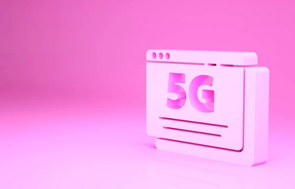 Pink Nowy Bezprzewodowy Internet Bezprzewodowy Połączenie Ikona Izolowane Różowym Tle — Zdjęcie stockowe