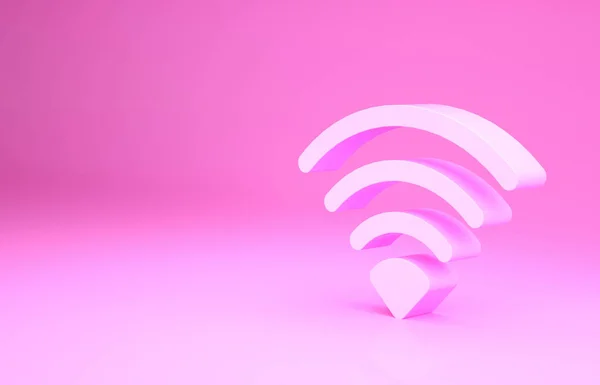 Rózsaszín Vezeték Nélküli Internet Hálózati Szimbólum Ikon Elszigetelt Rózsaszín Alapon — Stock Fotó