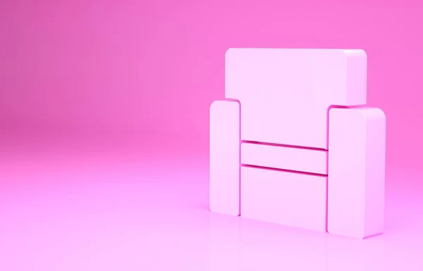 Icono Silla Cine Rosa Aislado Sobre Fondo Rosa Concepto Minimalista — Foto de Stock