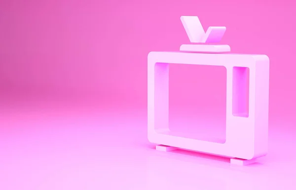 Icono Rosa Retro Aislado Sobre Fondo Rosa Señal Televisión Concepto —  Fotos de Stock