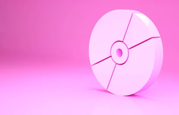 Розовый Dvd Диск Значок Изолирован Розовом Фоне Знак Компакт Диска — стоковое фото