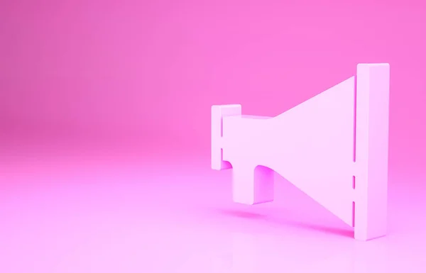Różowy Megafon Ikona Izolowana Różowym Tle Znak Mówcy Koncepcja Minimalizmu — Zdjęcie stockowe