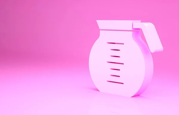 Pink Coffee pot icon isolated on pink background. Minimalism concept. 3d illustration 3D render.