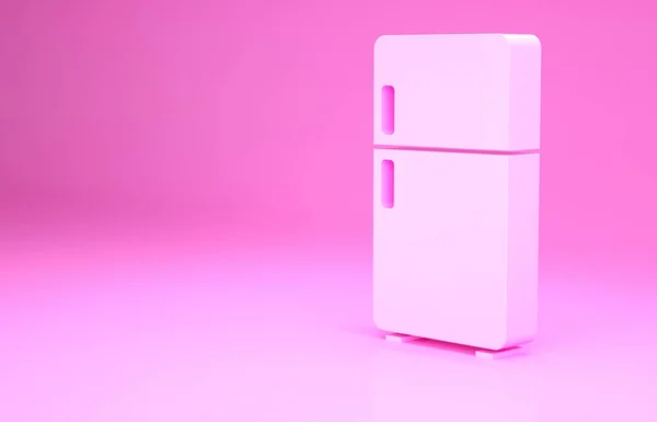 Icono Del Refrigerador Rosa Aislado Sobre Fondo Rosa Refrigerador Congelador — Foto de Stock