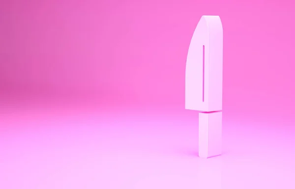 Ícone Faca Rosa Isolado Fundo Rosa Símbolo Talheres Conceito Minimalismo — Fotografia de Stock