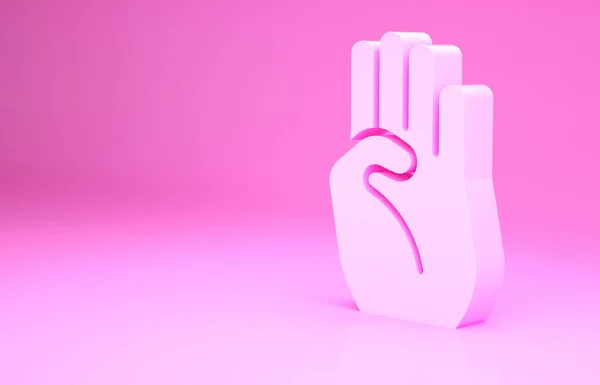 Ícone Mão Símbolo Indiano Rosa Isolado Fundo Rosa Conceito Minimalismo — Fotografia de Stock