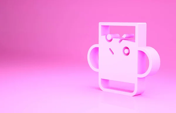 Pink Cup Van Thee Blad Pictogram Geïsoleerd Roze Achtergrond Minimalisme — Stockfoto