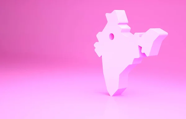 Icono Mapa Pink India Aislado Sobre Fondo Rosa Concepto Minimalista — Foto de Stock
