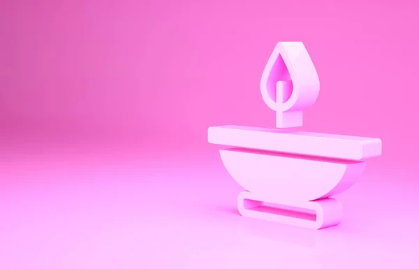 Icono Lámpara Aroma Rosa Aislado Sobre Fondo Rosa Concepto Minimalista —  Fotos de Stock