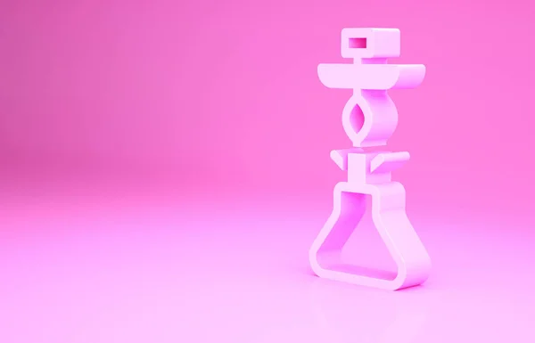 Ikona Růžové Hookah Izolované Růžovém Pozadí Minimalismus Ilustrace Vykreslení — Stock fotografie