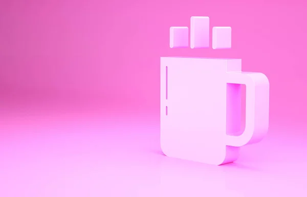 Rosa Kaffekopp Ikon Isolert Rosa Bakgrunn Kopp Varm Kaffe Minimaliseringskonsept – stockfoto