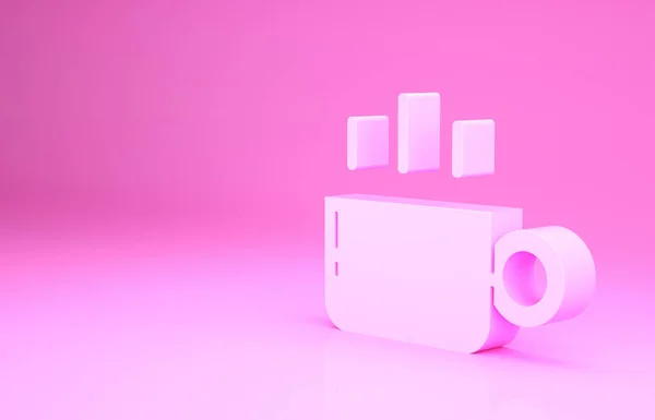 Pink Coffee Cup Pictogram Geïsoleerd Roze Achtergrond Theekopje Warme Drank — Stockfoto