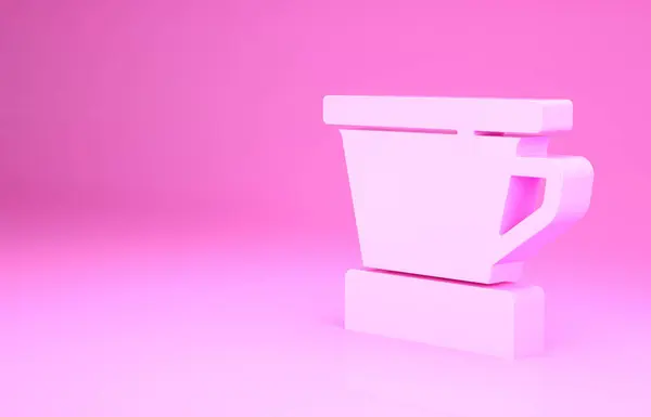 ピンクの背景に隔離されたV60コーヒーメーカーのアイコン 最小限の概念 3Dイラスト3Dレンダリング — ストック写真