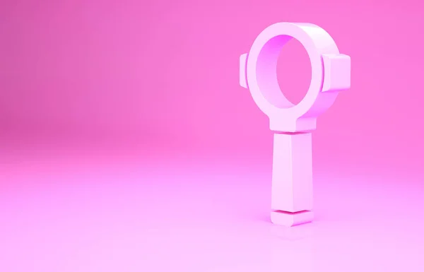 Pink Coffee Filter Houder Pictogram Geïsoleerd Roze Achtergrond Minimalisme Concept — Stockfoto