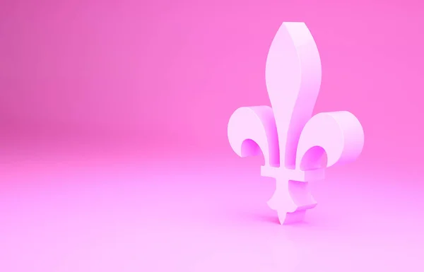 Pink Fleur Lys Icoon Geïsoleerd Roze Achtergrond Minimalisme Concept Illustratie — Stockfoto