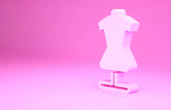 Pink Mannequin Icon Isolated Pink Background Tailor Dummy Minimalism Concept — Stock Photo, Image