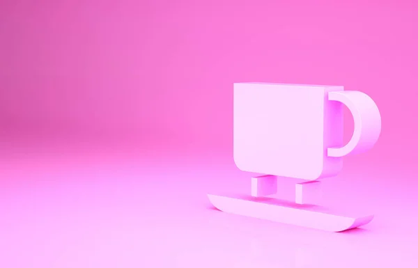 Рожева Піктограма Чашки Кави Ізольована Рожевому Фоні Чайна Чашка Гарячий — стокове фото