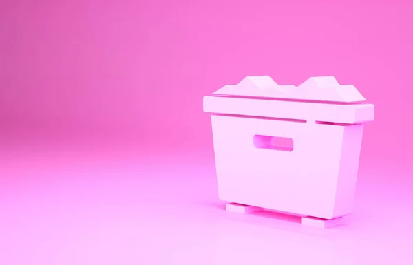 Розовый Мусорный Бак Значок Изолирован Розовом Фоне Знак Мусорного Бака — стоковое фото