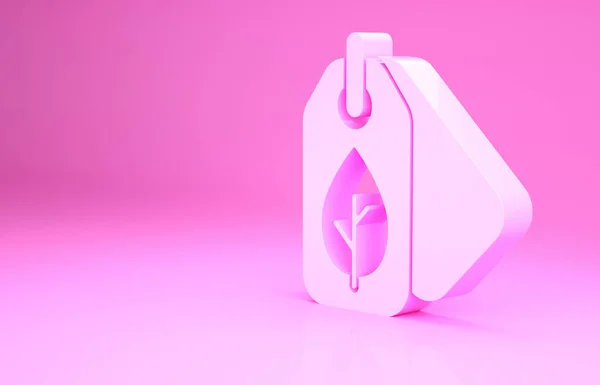 Розовый Символом Листьев Розовом Фоне Баннер Этикетка Ярлык Логотип Наклейка — стоковое фото