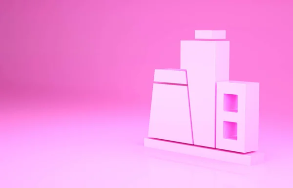 Icono Pink Factory Aislado Sobre Fondo Rosa Edificio Industrial Concepto — Foto de Stock