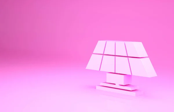 Рожева Панель Сонячної Енергії Ізольована Рожевому Фоні Концепція Мінімалізму Ілюстрація — стокове фото