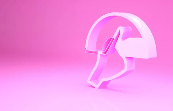 Розовая Женская Рука Открытым Фламенко Вентилятора Значок Аксессуара Изолированы Розовом — стоковое фото