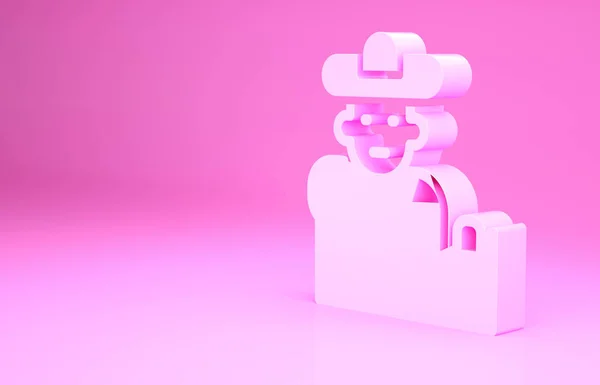 粉红西班牙斗牛 斗牛士图标孤立在粉红背景 传统的西班牙娱乐 最低纲领的概念 3D渲染3D插图 — 图库照片