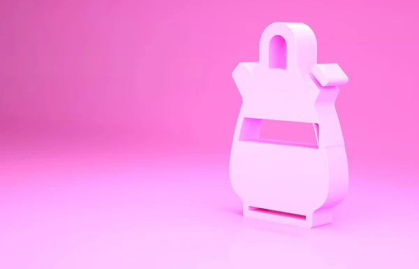 ピンクのサングリアピッチャーのアイコンがピンクの背景に孤立 スペインの伝統的な飲み物 最小限の概念 3Dイラスト3Dレンダリング — ストック写真