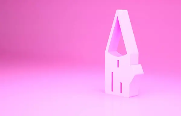 粉色木制圆木图标孤立在粉红色的背景 最低纲领的概念 3D渲染3D插图 — 图库照片