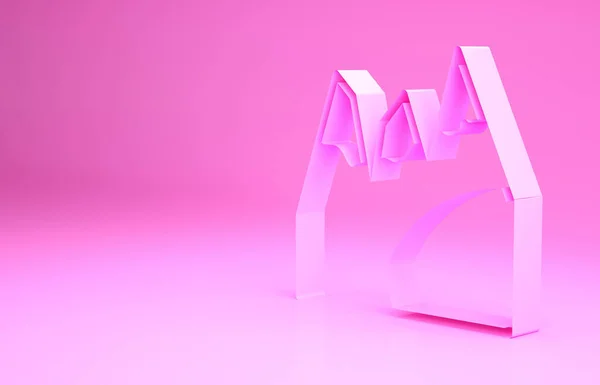 Значок Розовые Горы Выделен Розовом Фоне Символ Победы Концепции Успеха — стоковое фото