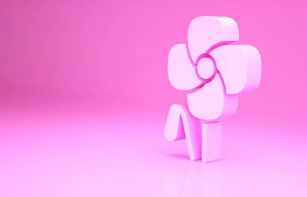 粉红色的罂粟花图标孤立在粉红色的背景上 最低纲领的概念 3D渲染3D插图 — 图库照片