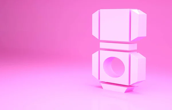 粉色纸板箱图标孤立在粉红色的背景 包裹签名 交付和包装 最低纲领的概念 3D渲染3D插图 — 图库照片