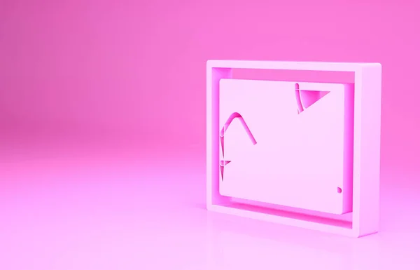 Pink Picture Пейзаж Значок Изолирован Розовом Фоне Концепция Минимализма Рендеринг — стоковое фото