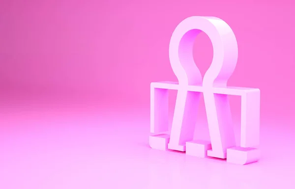 Pink Binder Clip Icon Isolated Pink Background Paper Clip Minimalism — Stock Photo, Image