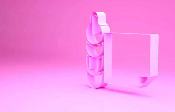 Roze Roll Van Papier Pictogram Geïsoleerd Roze Achtergrond Minimalisme Concept — Stockfoto