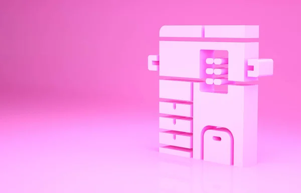 Pink Office Многофункциональный Принтер Копировальная Машина Значок Изолирован Розовом Фоне — стоковое фото