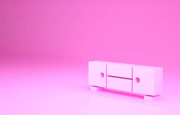 Pecho Rosa Cajones Icono Aislado Sobre Fondo Rosa Concepto Minimalista —  Fotos de Stock