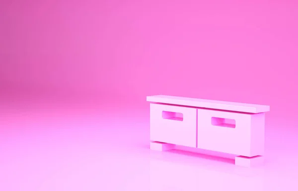 Рожевий Комод Значок Ізольований Рожевому Фоні Концепція Мінімалізму Ілюстрація Рендеринга — стокове фото