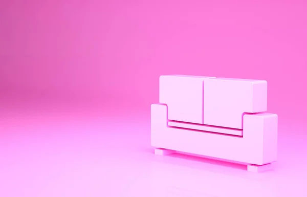 Pink Sofa icon isolated on pink background. Minimalism concept. 3d illustration 3D render.