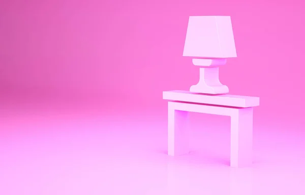 Candeeiro Mesa Rosa Ícone Mesa Isolado Fundo Rosa Conceito Minimalismo — Fotografia de Stock